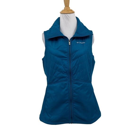Columbia Vest Womens S Small Teal Filled Mix It Around UPF 50 Outdoor Full Zip - Picture 1 of 14